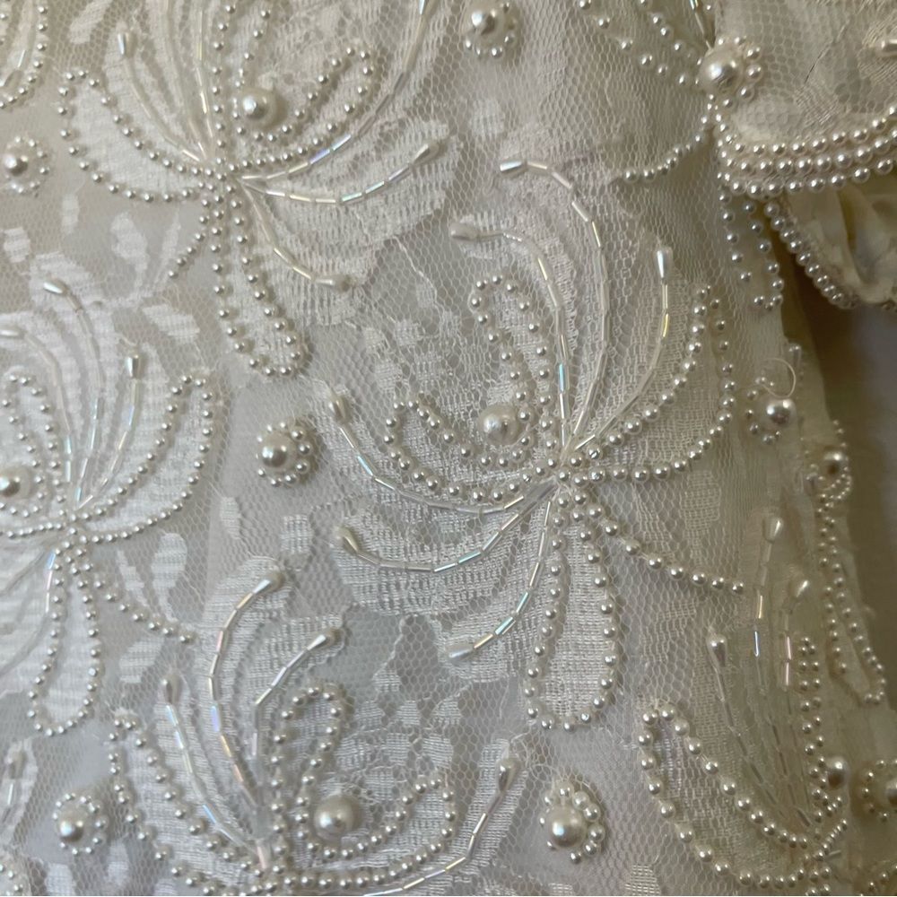 Laurence Kazar New York White Beaded & Pearl Short Sleeve Fancy Shirt - Picture 9 of 15